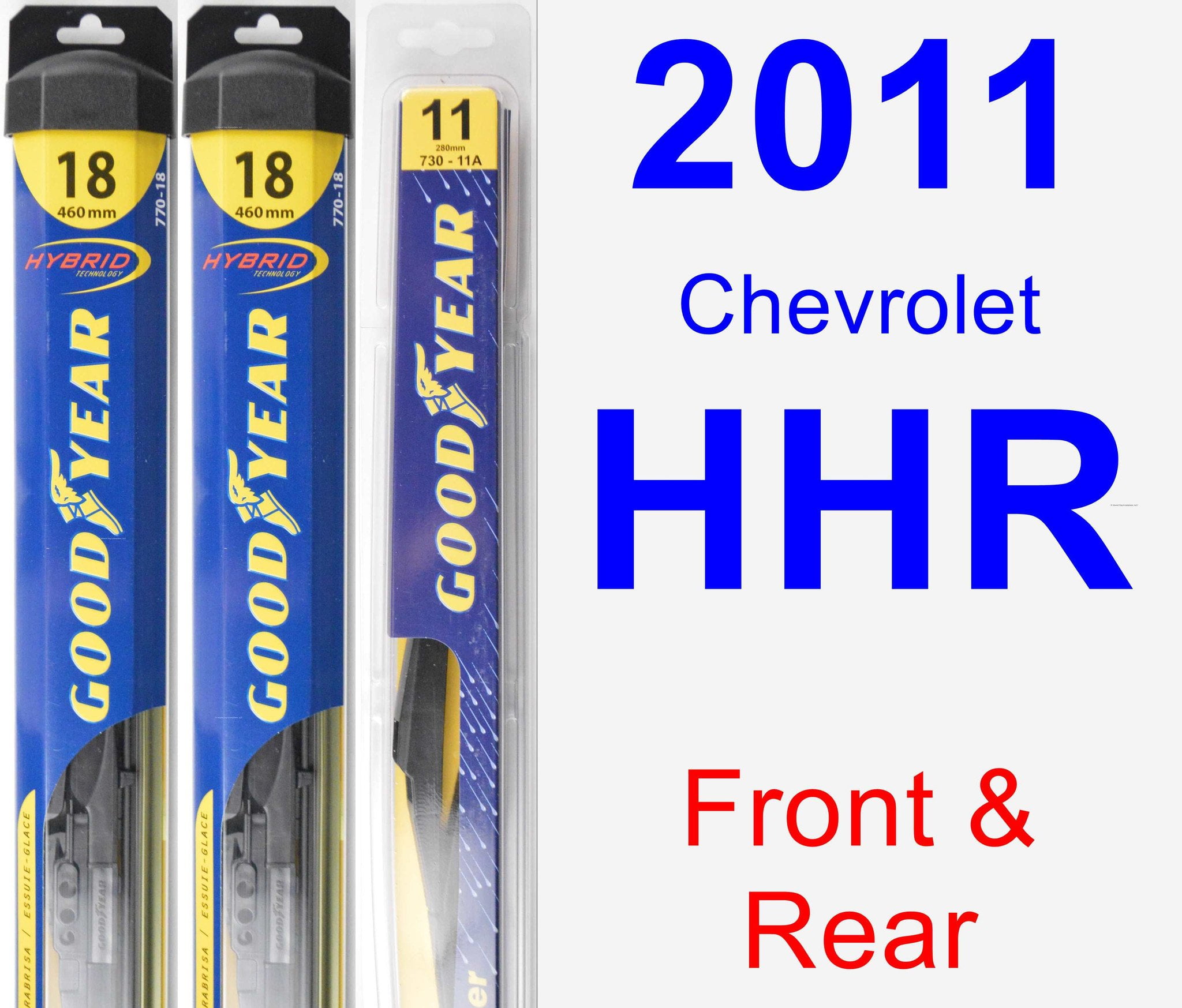 2011 Chevrolet HHR Wiper Blade Set/Kit (Front & Rear) (3 Blades) Rear