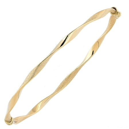 10k Yellow Gold Twisted Women's Bangle Bracelet, 7.75"