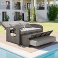 thumbnail image 2 of Bellemave Outdoor Rattan Double Chaise Lounge, Reclining Daybed with Adjustable Back and Cup Tray for 2, Sunbed for Garden Yard Patio (Gray/2-Person), 2 of 10