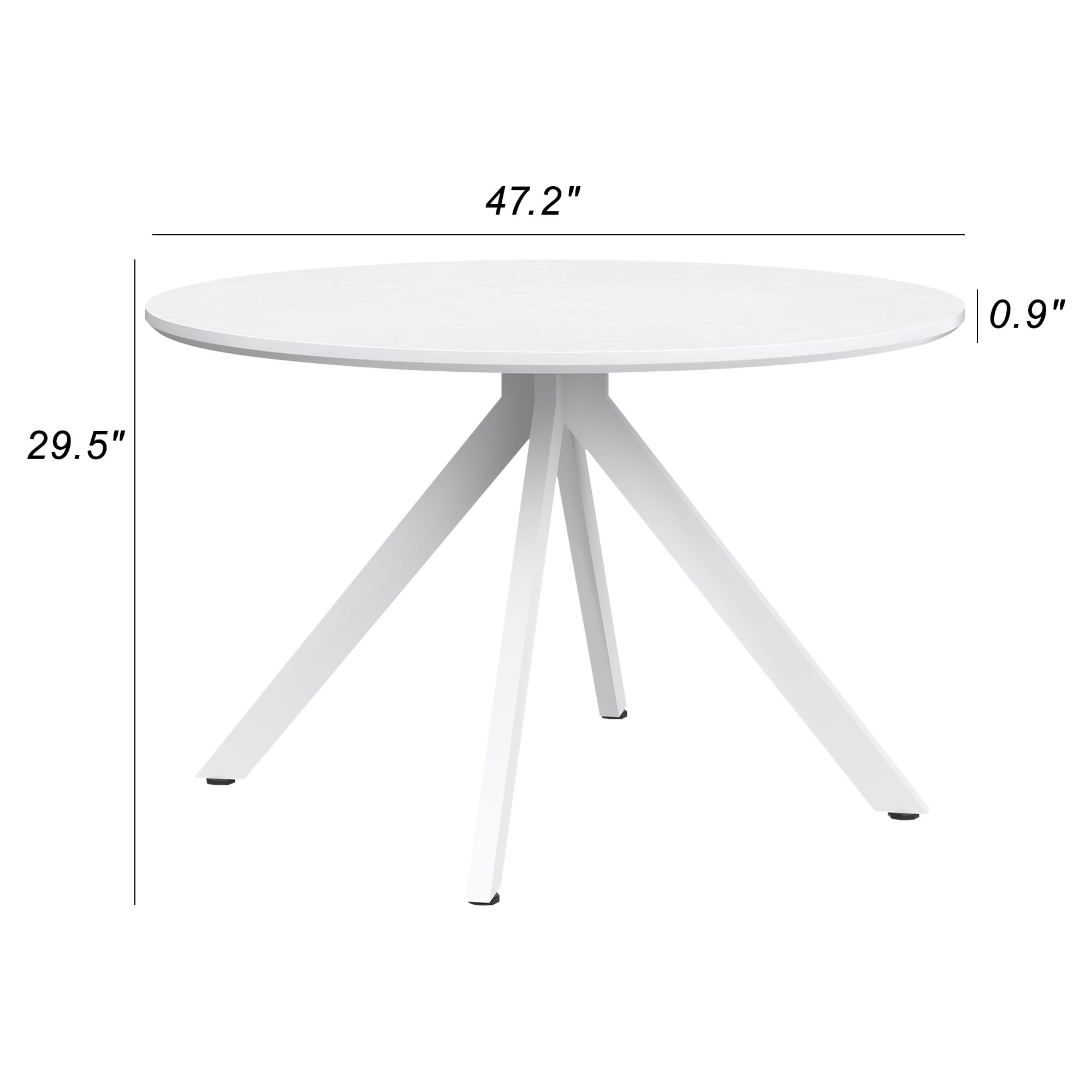 MAYEERTY 47"Round Wooden Dining Table, Metal Frame, Fits 4-6,for Kitchen, Dining, Living Room, White