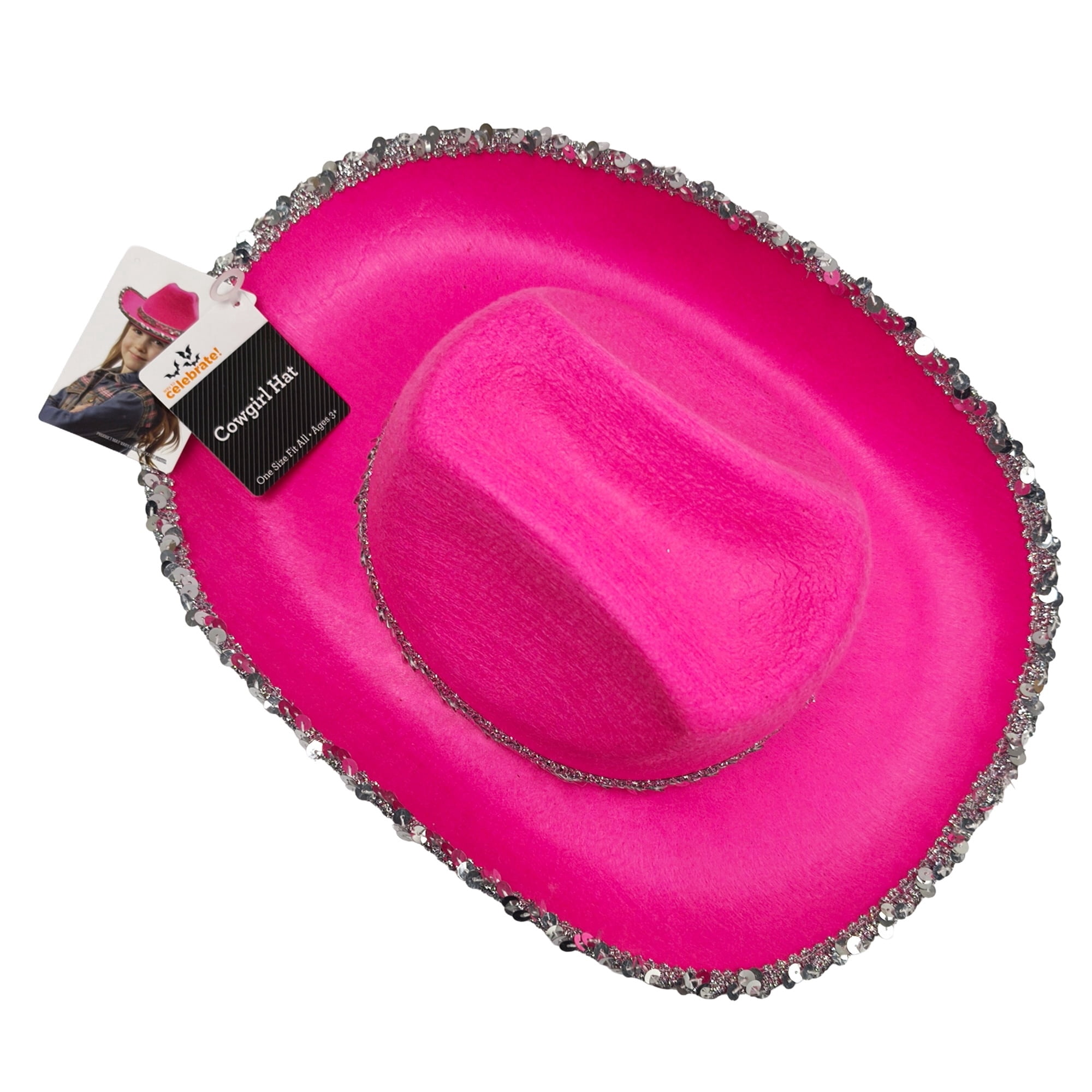 Cowgirl Hat Costume Accessory for Children, Pink and Silver, Halloween by Way To Celebrate