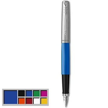 Parker Jotter Originals Fountain Pen, Classic Finish, Medium Nib, Blue & Black Ink