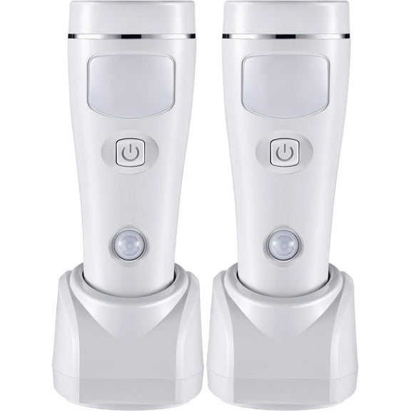 4 in 1 LED Rechargeable Plug in Flashlights, 2 Pack LED Emergency Lights for Home Power Failure, Plug in Power Outage Light, Power Failure Light with Motion Detection(White)