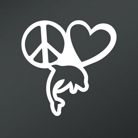 Peace Love Dolphin Vinyl Decal Sticker | Cars Trucks Vans Walls Laptops Cups | White | 5.5 X 5.5 Inch | KCD1690