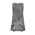 thumbnail image 4 of Womens Summer Dress with Pockets Floral Print Sleeveless Loose Crew Neck Tank Short Dress Pleated Swing Sundress (2XL, Gray), 4 of 7