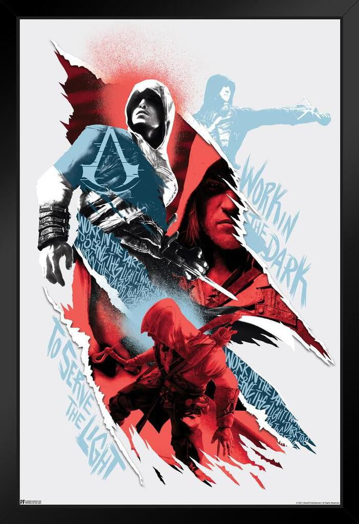 Assassins Creed Work In the Dark to Serve the Light Character Group  Valhalla Origins Syndicate Odyssey Black Flag Bloodlines Assassins Creed  Merchandise Gamer Thick Paper Sign Print Picture 8x12 - Poster Foundry