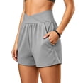 thumbnail image 5 of DISKEBUISS Women's Summer Athletic Shorts Crossover High Waisted Gym Loose Short Pants with Pockets, 5 of 7