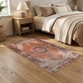 thumbnail image 2 of ODIKA 5'x7' Washable Area Rug Orange Fall Vintage Boho Farmhouse Terracotta Medallion with Distressed Floral for Dining Room, Under Table, Home Office, Non-Slip Chair-Friendly, 2 of 7