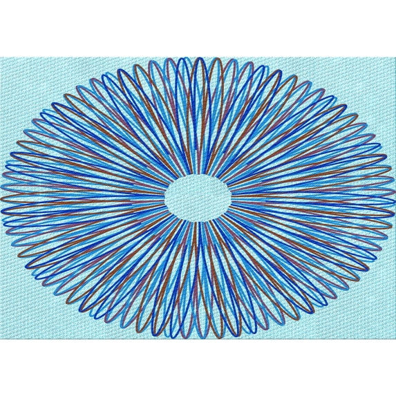 Ahgly Company Indoor Rectangle Patterned Azure Blue Area Rugs, 3' x 5'