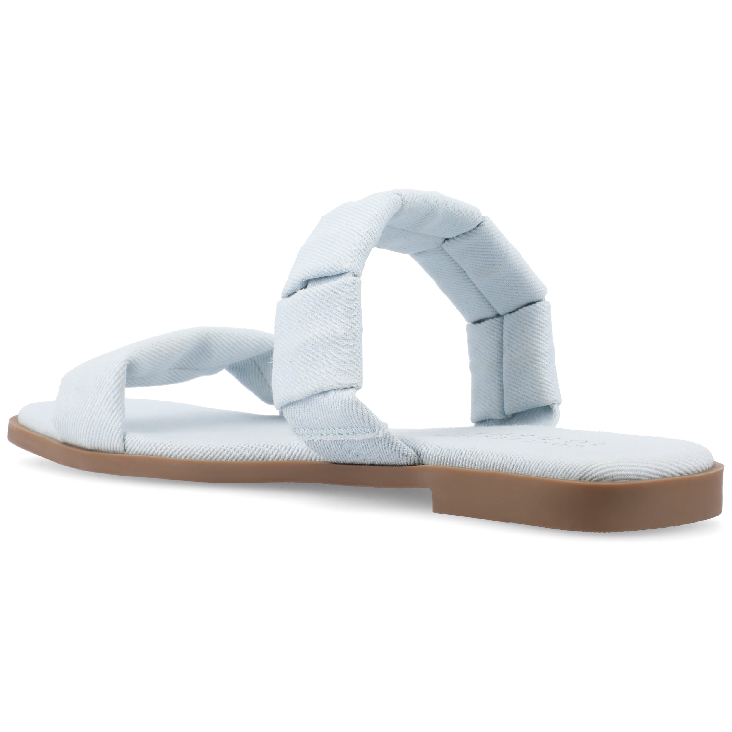 Journee Womens Pegie Slip On Faux Leather Flat Sandals