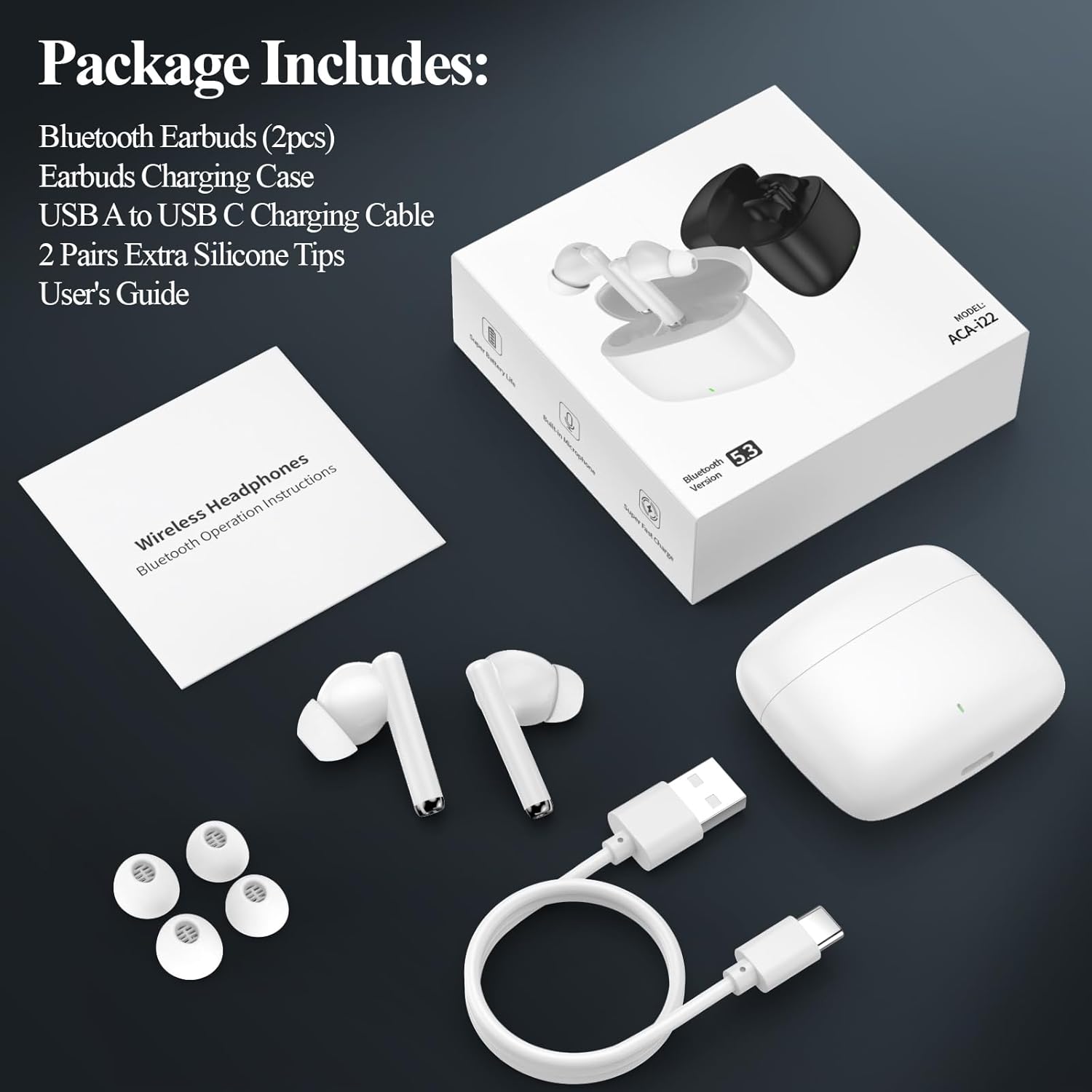 Wireless Earbuds for iPhone 16 15 Pro 14 Plus 13 XR iPad 10th Bluetooth 5.3 Headphones for Google Pixel 10 Pro 9 8A Samsung S21 S25 Note 20 HiFi Stereo Sound Earphones with Mic Touch Control Headset
