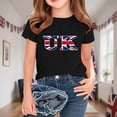 thumbnail image 3 of Chemisier à Manches Courtes à Col Rond Imprimé Drapeau Britannique pour Enfants, Tissu en Polyester, Tenue Décontractée pour l'École, Coupe Douce et Confortable, Haut Estival et Printanier Respirant, Lavable à la Machine, 3 of 5