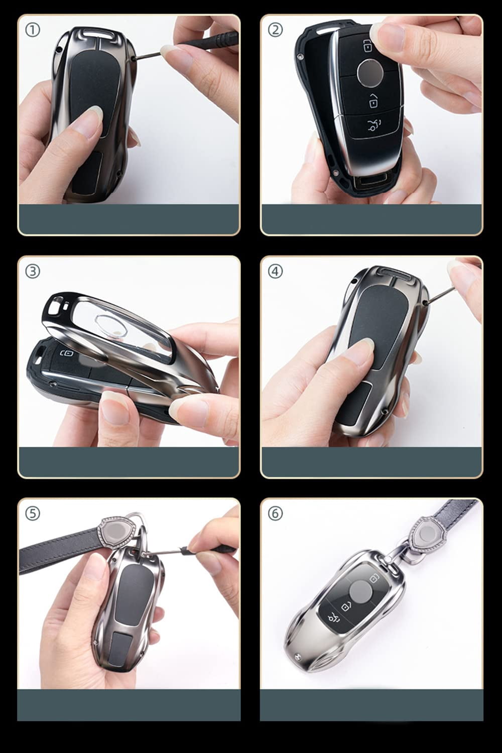 Zinc Alloy Metal Car Key Fob Case Accessories Compatible for Toyota Camry RAV4 Highlander Avalon C-HR Prius Corolla 2018-2022 Smart Key Fob Cover Protector Shell