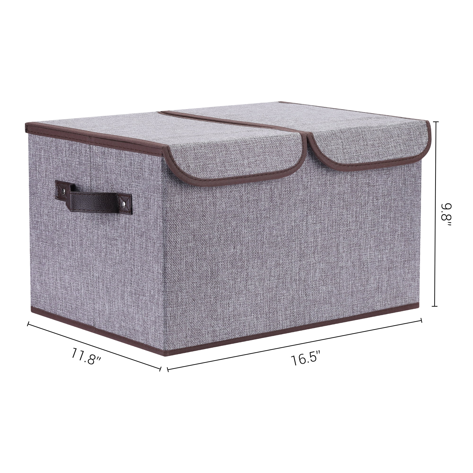 Unique Bargains Fabric Storage Bin Cube with Handle and Lid Collapsible Basket Grey
