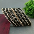 thumbnail image 2 of Efulgenz Indian Bangle Set Rhinestone CZ Plain Metal Bracelet Bangle Jewellery for Women (20 Pcs) Size-2.4, Black, 2 of 6