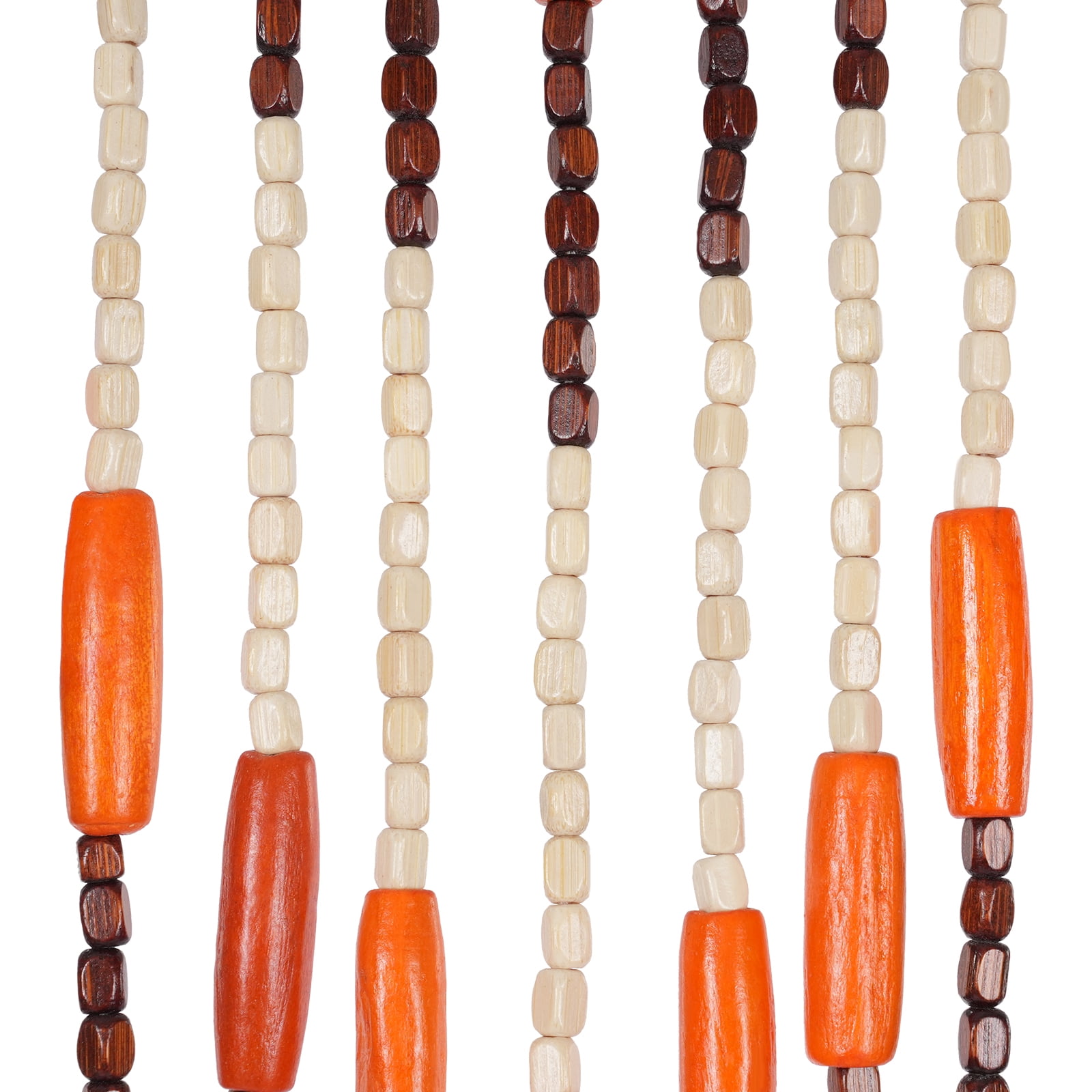 Wildnix Bamboo and Wood Beaded Curtain with Bottom Pendant, Coffee Color, Handcrafted Chinese Style, Vintage Door or Window Hanging, Easy Installation, Home Decoration