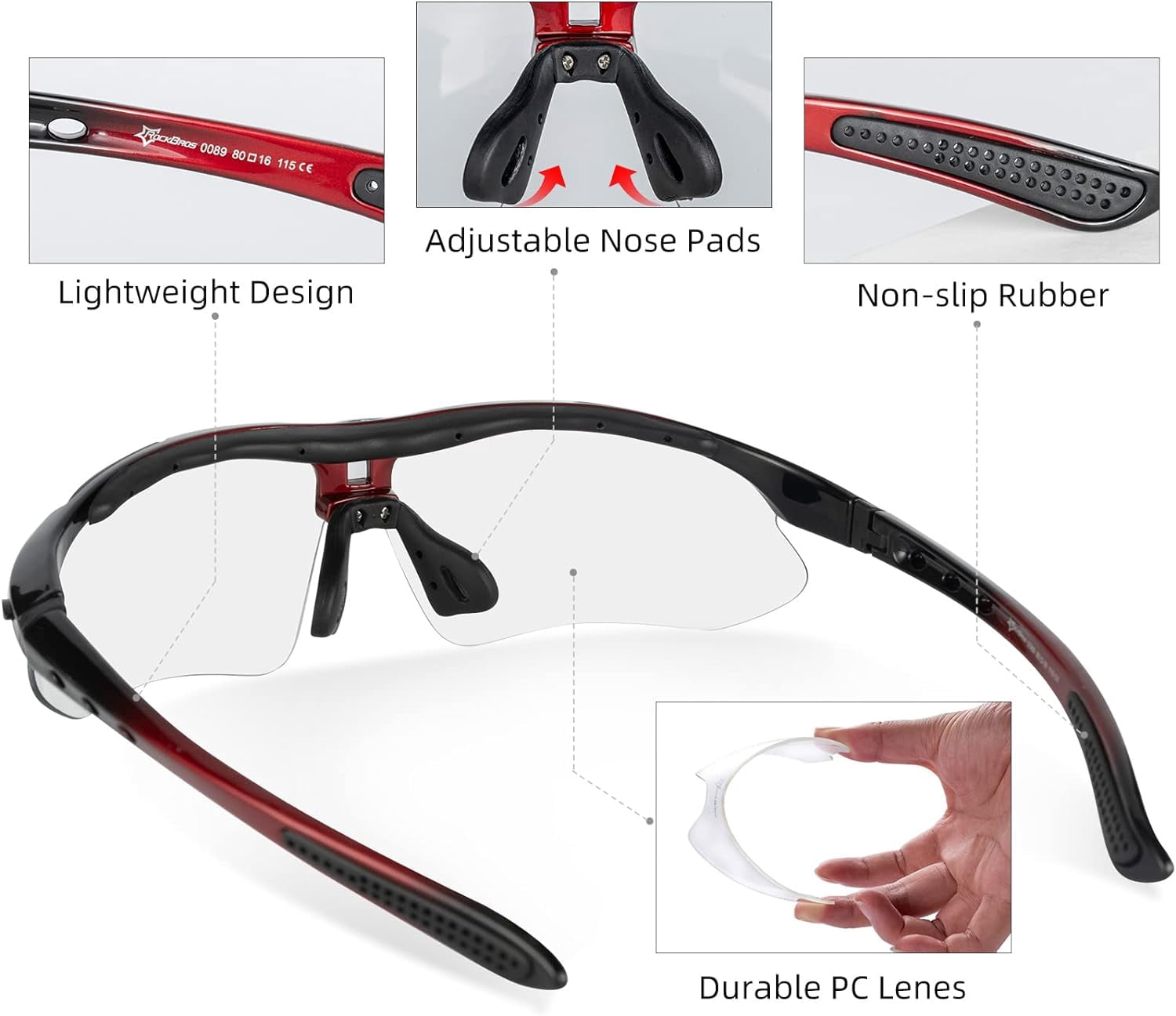 ROCKBROS Photochromic Sunglasses Mens Bike Glasses for Sports Cycling Biking Running Fishing Sunglasses UV Protection