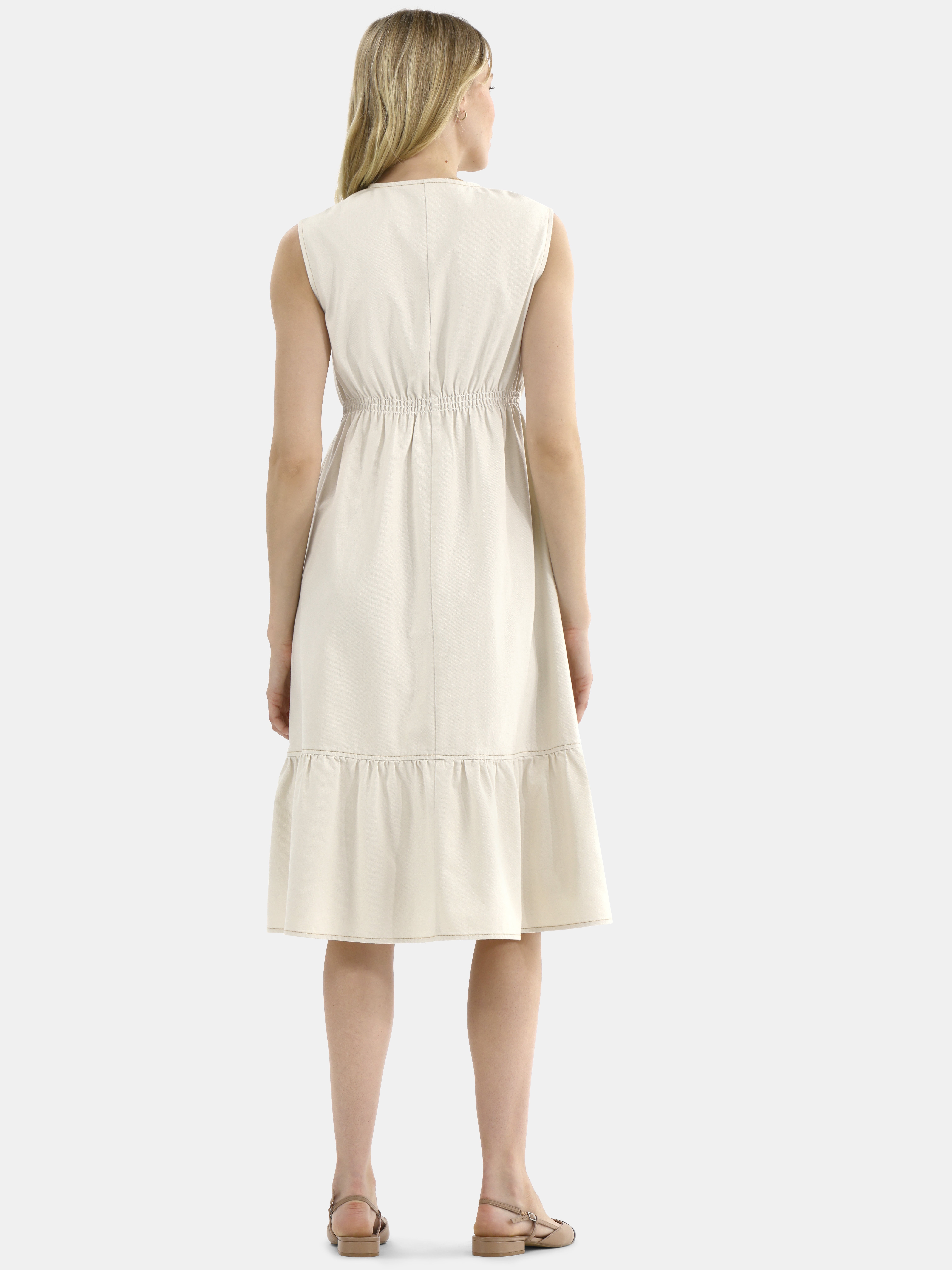 Time and Tru Women's Sleeveless Denim Dress with Ruffle Hem, XS-XXXL