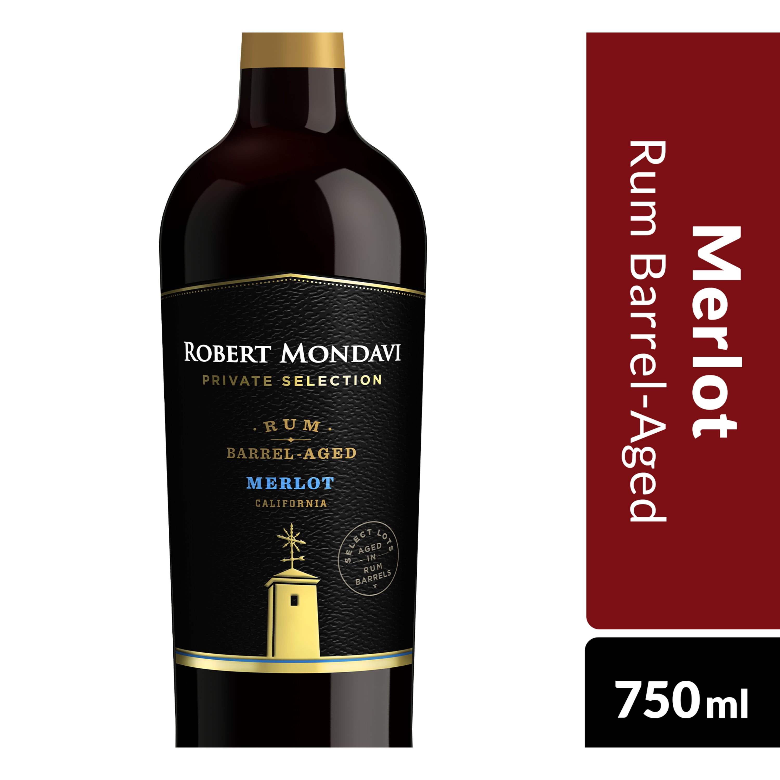 Robert Mondavi Private Selection Rum Barrel Aged Merlot Red Wine, 750 mL Bottle