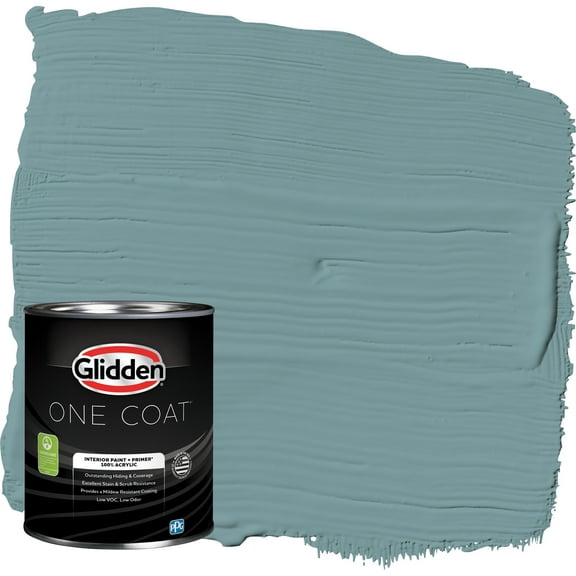 Glidden One Coat Interior Paint and Primer, Cathedral Glass / Blue, 1 Quart, Semi-Gloss
