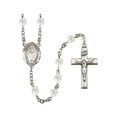thumbnail image 1 of St. Maria Faustina Silver-Plated Rosary 6mm April Crystal Fire Polished Beads Crucifix Size 1 3/8 x 3/4 medal charm, 1 of 1