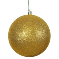 Vickerman 6" Antique Gold Glitter Ball Ornament, 4 per Bag