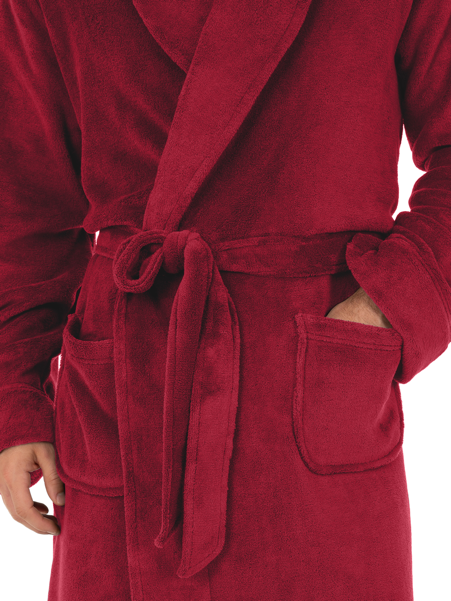 Fruit of the Loom Adult Mens Solid Plush Fleece Bathrobe One Size - image 4 of 4