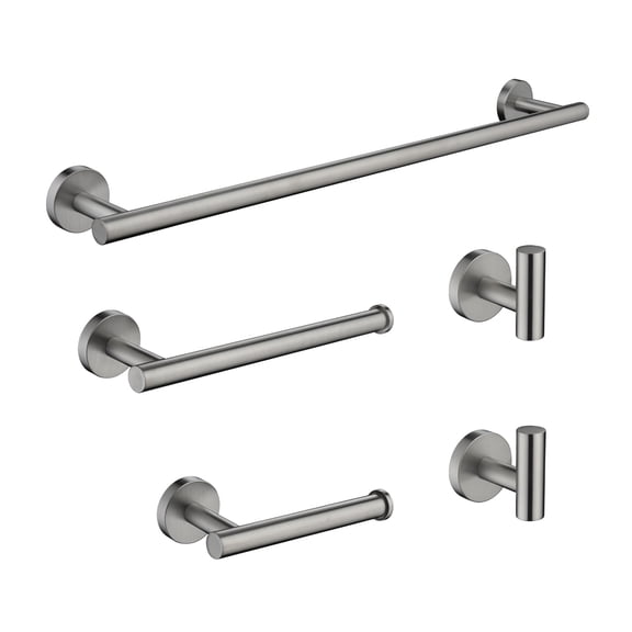 Cobbe 5-Piece Bathroom Hardware Set with Towel Rack, Hand Towel Bar, 2 Robe Towel Hooks, Toilet Paper Holder, Wall Mount Bathroom Accessories Set Brushed Nickel