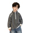 thumbnail image 3 of YOUYEDIAN Boys Sweatshirts Fall Winter Fashion 1/4 Zip up Mock Neck Fleece Pullover Tops, 3 of 5