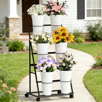 mDesign Single Indoor/Outdoor Metal Modern Plant Stand, Matte Black -  Walmart.com