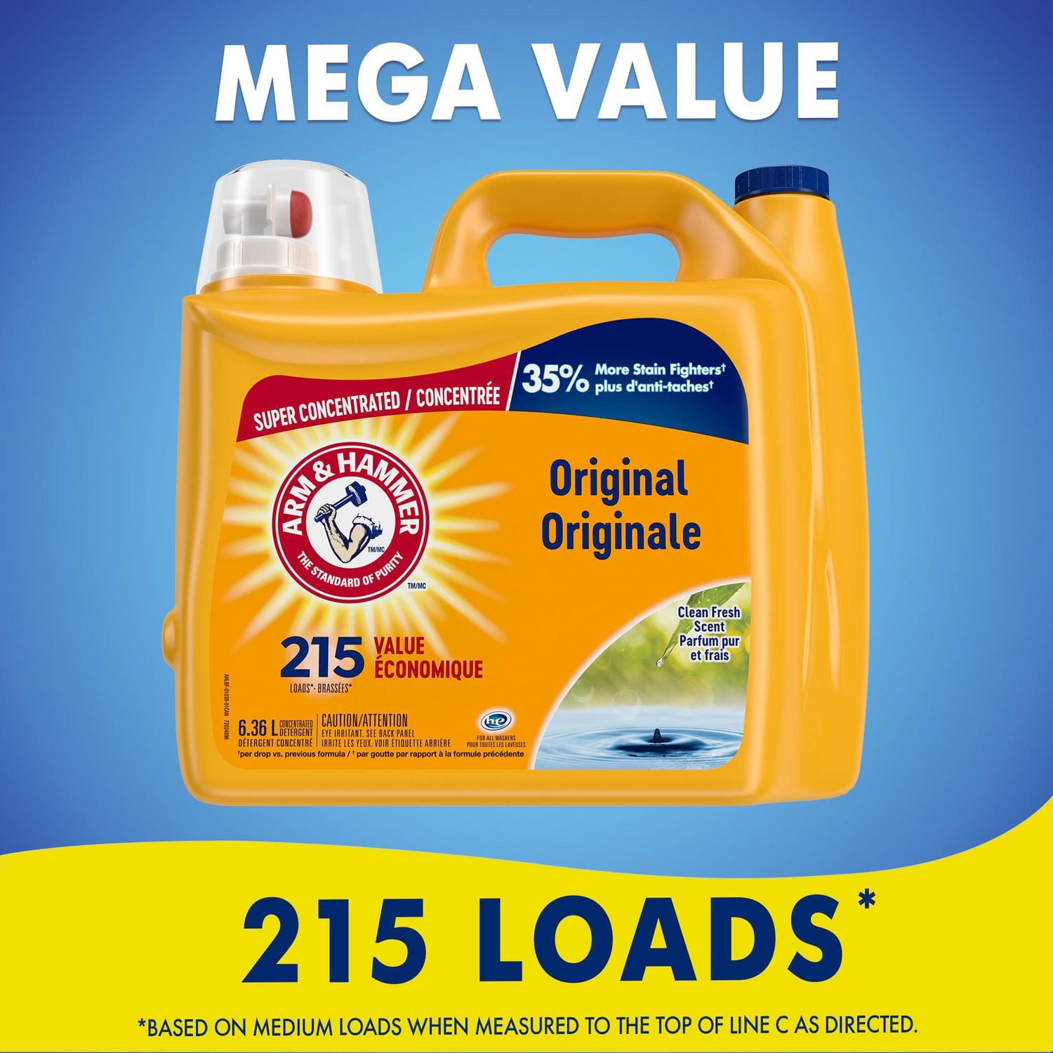Arm & Hammer Clean Fresh Scent Liquid Laundry Detergent, 215 Loads, 6.36-L