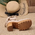 thumbnail image 6 of Samdudou Women's Sandals Open Toe Gladiator Lace Up Chunky Heel Ankle Wrap Rivet Studded Evening Party Summer Dating Vacation Dressy Ladies Fashion Footwear Outdoor Walking Essential Trendy, 6 of 9
