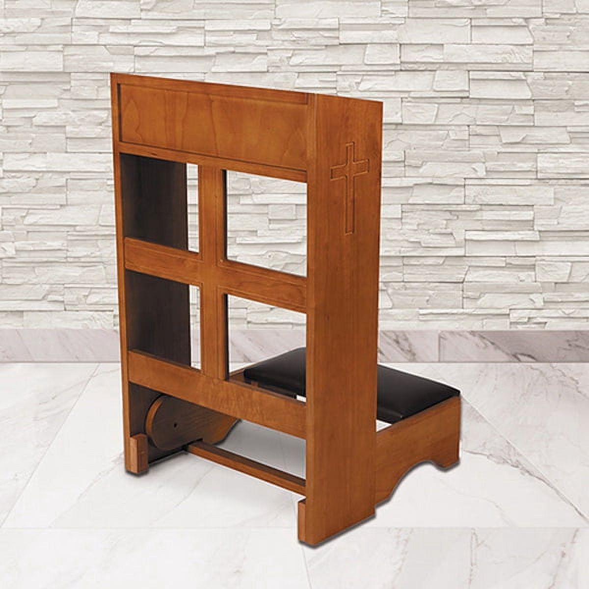 Robert Smith F4595 Engraved Cross Folding Kneeler - Medium Oak