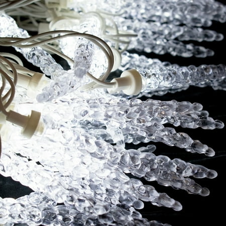 Lucky Seven Christmas Lights ALEKO Christmas Crystal Cluster Icicle Lights - 25 LED - 13 Foot - Clear ()