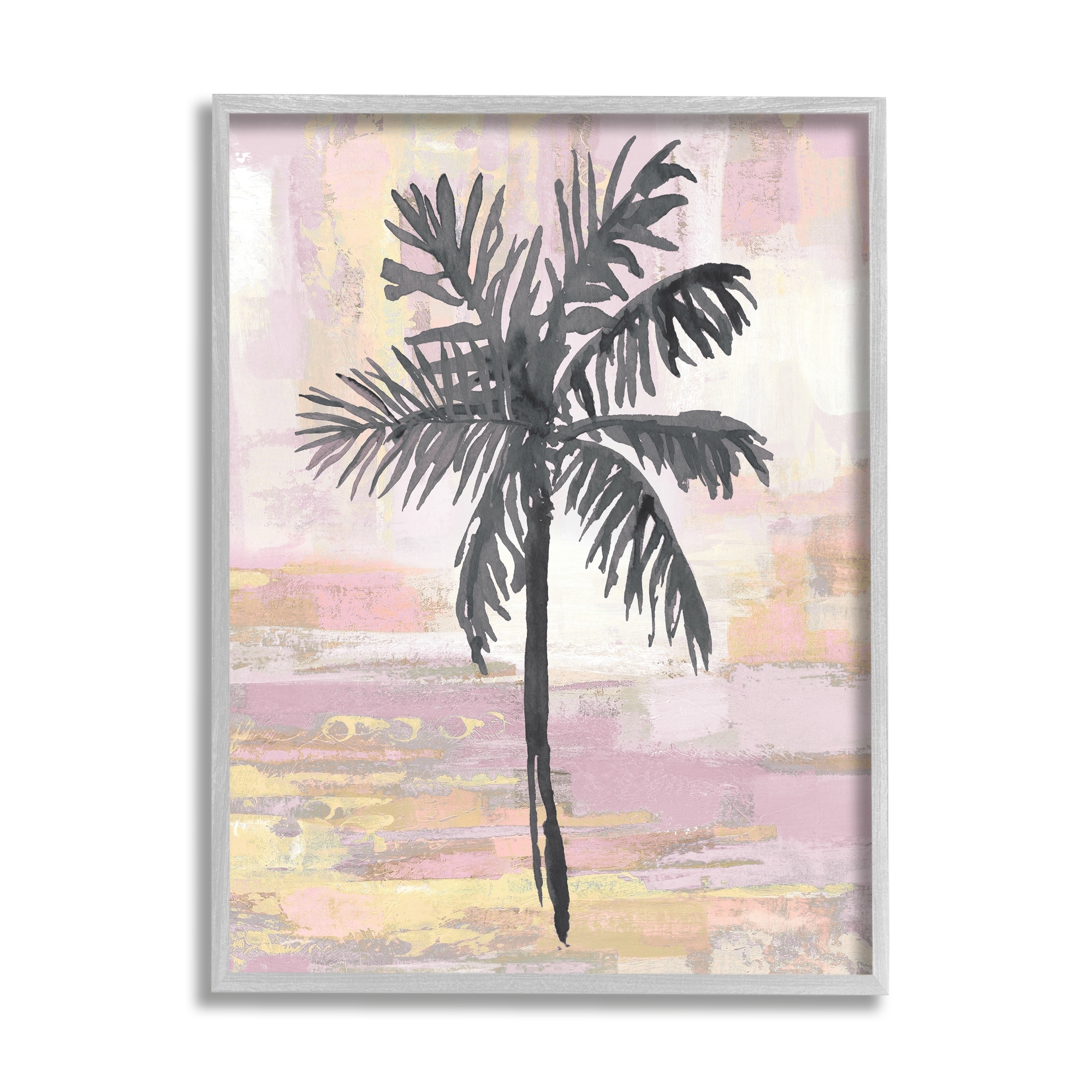 Stupell Industries Pastel Pink Palm Tree Tropical Abstract Design Framed Wall Art, 11 x 14, Design by Kristen Dew