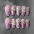 thumbnail image 2 of Press on Nails Sutaozhi, 30 unidades, color almendra mediana con diseño 3D, 2 of 9