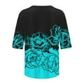 thumbnail image 5 of Half Sleeve T Shirts for Women Plus Size S-3XL Floral Printed Crew Neck Graphic Tee Tshirts Summer Casual Tops (3X-Large, Black 06), 5 of 5