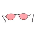 thumbnail image 2 of Hippie Micro Narrow Oval Pop Color Lens Metal Rim Sunglasses Black Rose Pink, 2 of 4