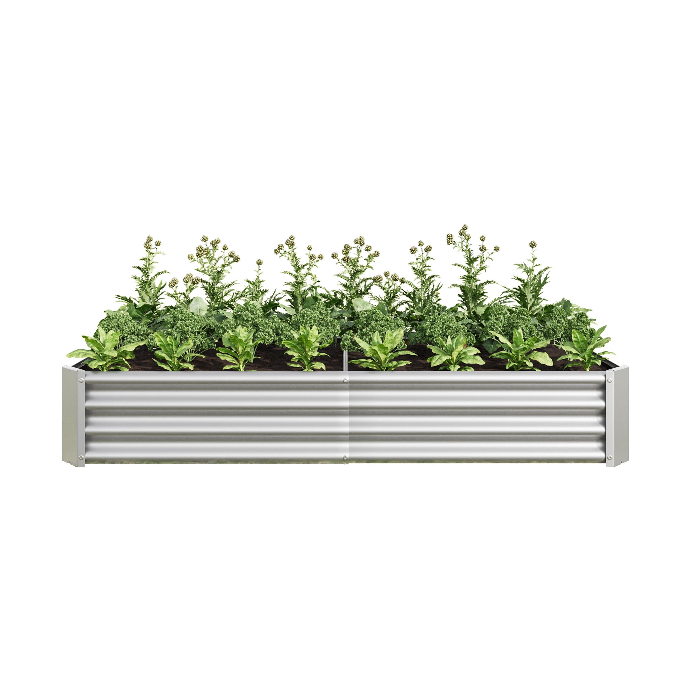 Elio Outdoor Metal 6×3×x1ft Raised Garden Bed, 6FT Planter Box, Rust-Resistant, Open Bottom, Sturdy Design for Vegetables, Flowers, Herbs, Silver