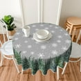 thumbnail image 5 of Christmas Tablecloth Round 60 Inch Winter Rustic Watercolor Tree Snowflakes Grey Green Nature Forest Print Decorative Washable Polyester Table Cloth for Party Picnic Home Kitchen Decor, 5 of 6