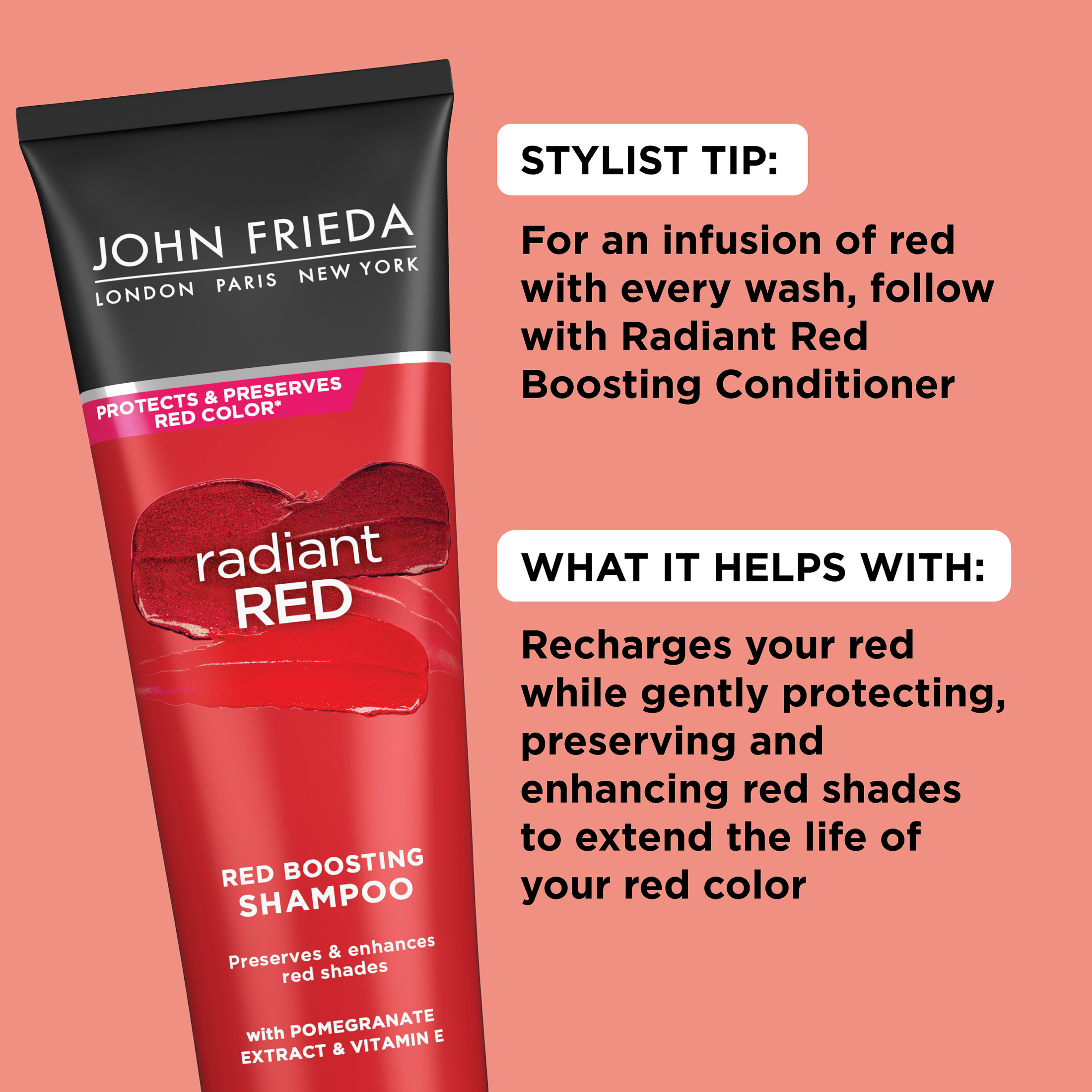 John Frieda Radiant Red Red Boosting Daily Shampoo, Color-Enhancing Shampoo for Red Hair, 8.3 fl oz - image 4 of 8