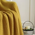 thumbnail image 4 of CREVENT Farmhouse Boho Knitted Throw Blanket for Couch Sofa Chair Bed Home Decoration, Soft Warm Cozy Light Weight for Spring Summer Fall (50''X60'' Mustard/Yellow), 4 of 4