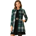 thumbnail image 1 of Abrigo Largo Con Cuello De Piel Sintética A Cuadros De Invierno Allegra K Verde blanco XL, 1 of 5