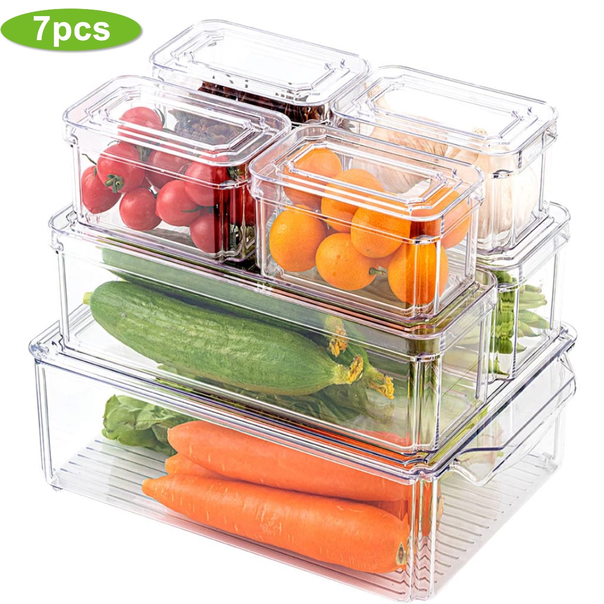 LeaderPro 7-Piece Refrigerator Organizer Bins with Lids photo 3