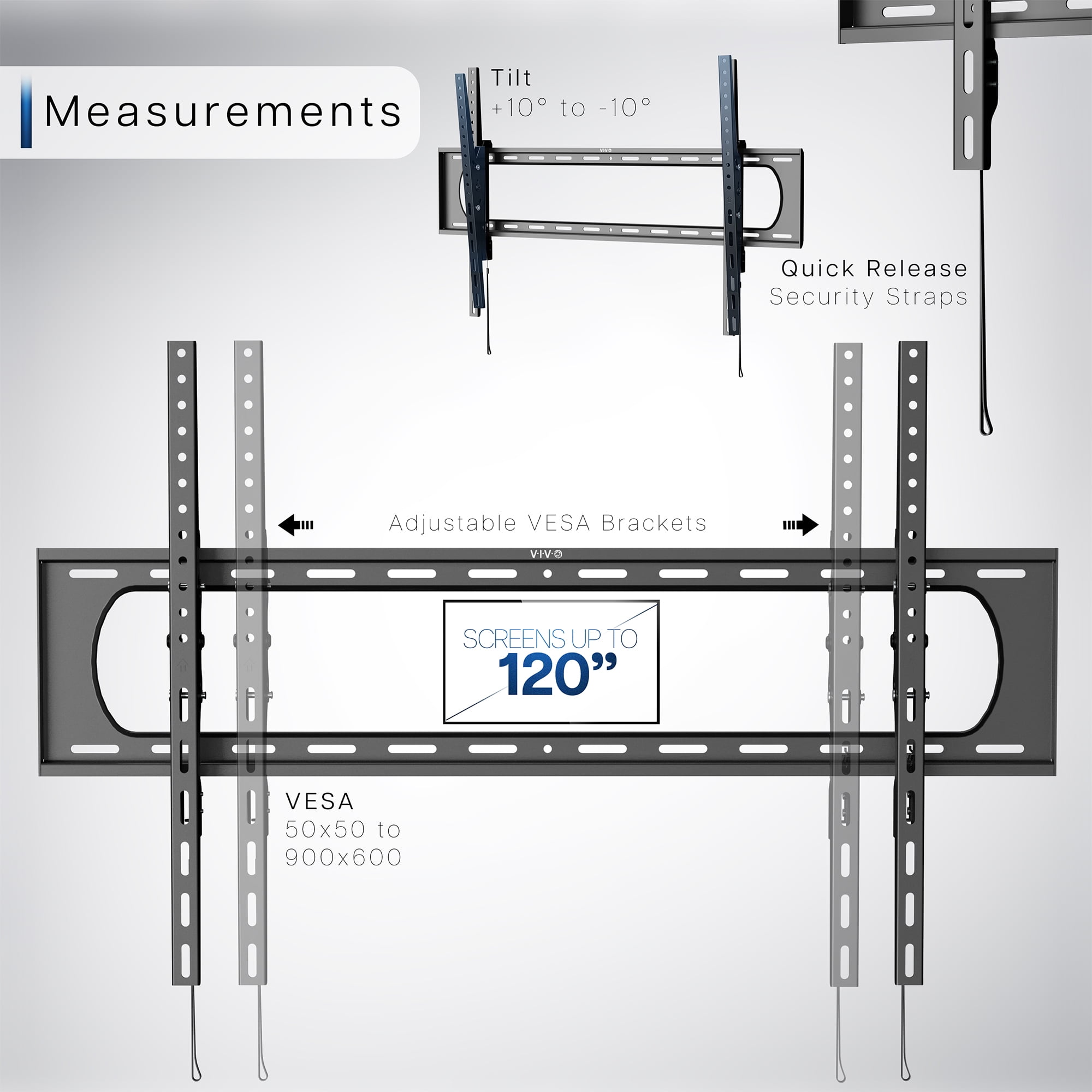 VIVO Heavy Duty Tilting TV Wall Mount for up to 120" Curved and Flat Screens