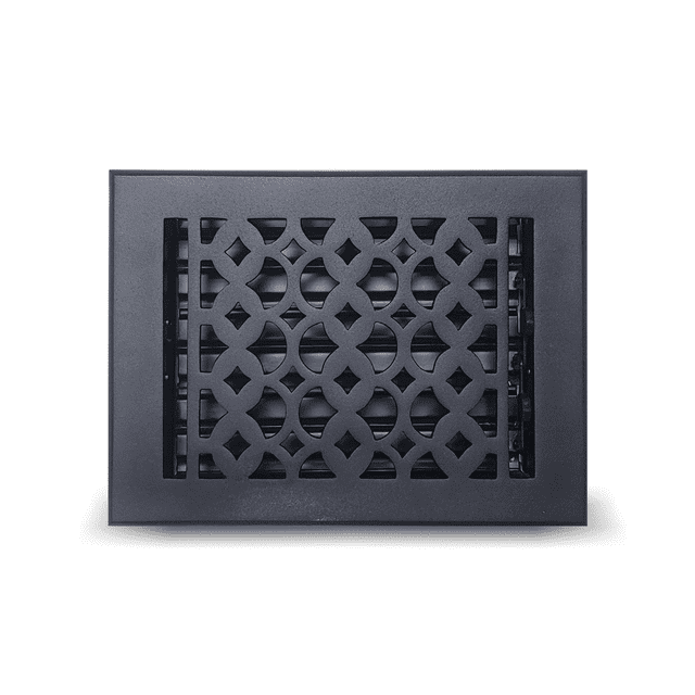 Floor Vent Cover / Register 6” x 8” with Damper – Prima Decorative Cast Aluminum, Powder Coated, Repaintable Tudor Mushroom Design – For Floors, Walls & Ceilings – VR 100