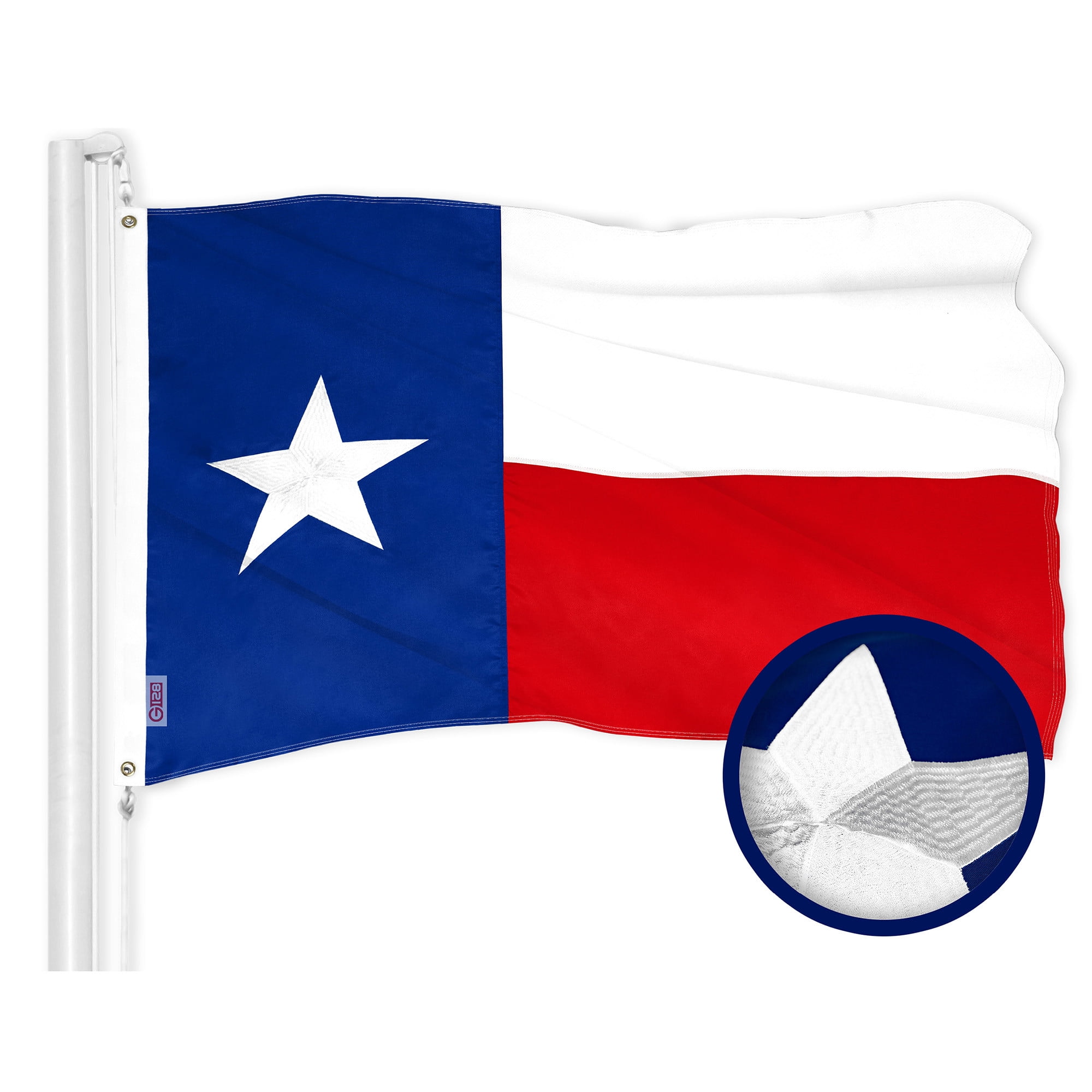 G128 Combo Pack: American USA Flag 16x24 In & Texas TX State Flag 16x24 In | Both ToughWeave Series Embroidered 300D Polyester, Embroidered Design, Indoor/Outdoor, Brass Grommets