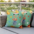 thumbnail image 4 of Easter Bunny Pillow Covers 2 Pack Hand Painted Cute Rabbit Colorful Easter Eggs Floral Green Pillowcase Waterproof Outdoor Throw Pillow Cover for Patio Garden Square Cushion 18”x18”, 4 of 9