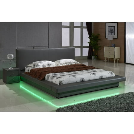 U S Pride Furniture Faux Leather Platform Bed With Led Lights U S Pride Furniture Faux Leather Platform Bed With Led Lights