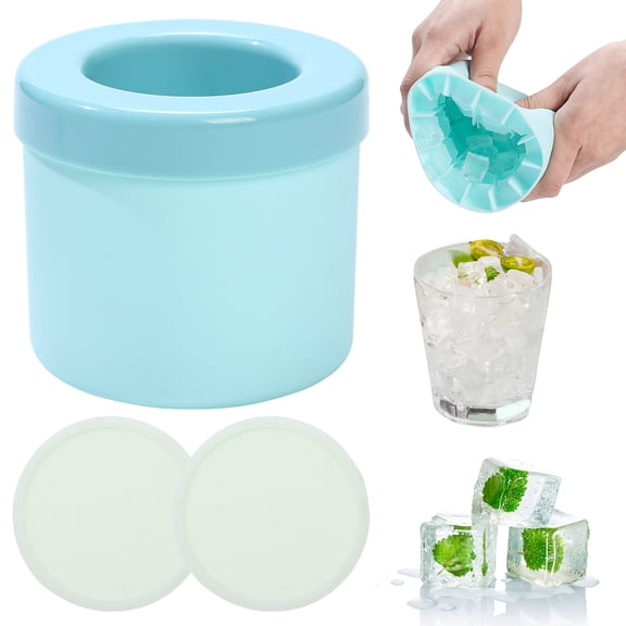 Cylinder Silicone Ice Cube Mold for Freezer Mini Ice Cube Mold Cup Holds 60 Ice Cubes for Whiske Cocktail and Soft Drinks, Silicone Ice Bucket for Freezer with 2 Grow in the Dark Coasters